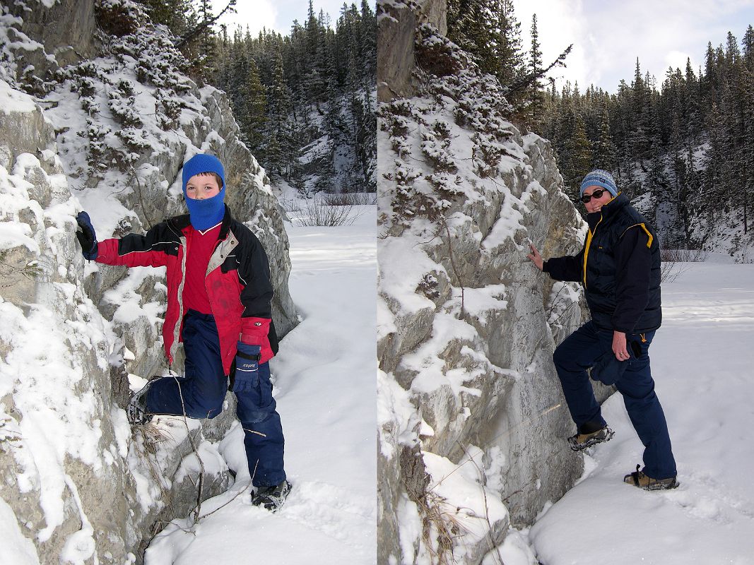 03 Peter Ryan and Charlotte Ryan At Banff Grotto Canyon Cliffs In Winter